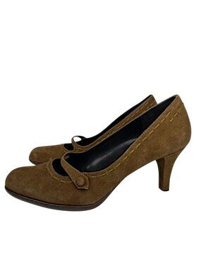 Liz Claiborne Brown Suede Retro Jocelyn Straped Mary Jane Pumps 9 Worn Once